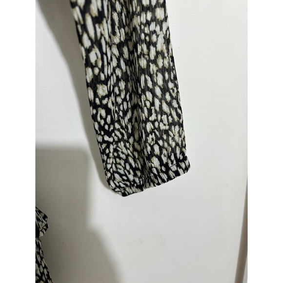 NWT Aqua Animal Print Smocked Mini Dress Chiffon Tasseled Party Chic Size XS - Picture 9 of 11